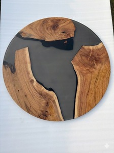 Table à manger/table basse en bois d'acacia et résine, fabrication artisanale moderne, imperméable, salon, retraite, mariage, anniversaire, condoléances - Product Image 3