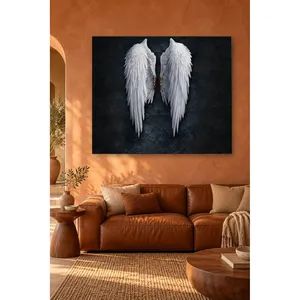 Impression sur toile Fida : Ailes d'ange blanches sur fond sombre - Product Image 5