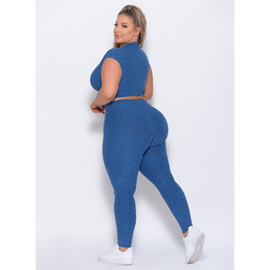 Últimas mallas de contorno brasileño Ocean con logotipo personalizado con cintura alta y ropa activa Leggings de gimnasio de moda para mujeres - Product Image 4