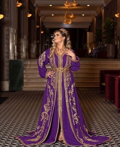 DAZZLING ZARI EMBROIDERY on PURPLE CAFTAN DRESS WITH EMBELLISHED CRYSTAL GLASS <b>BEADS</b>,<b>THREADS</b>,PEARLS,DABKA WORK for WEDDING@ 2024 - Product Image 1