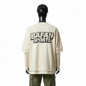 Chemise double couche pour femmes, coton premium, doux, respirant, crème, imprimé graphique multicolore, logo personnalisé, chemises double couche en coton - Product Image 2