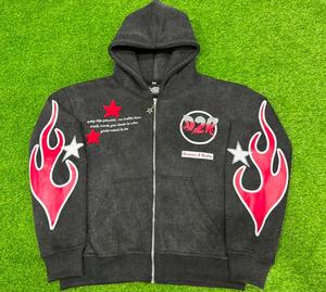 Sudadera con capucha ecológica para hombre con cremallera completa, sudaderas con capucha de lana de algodón con logotipo personalizado para hombre, ropa de calle sostenible, sudaderas blancas - Product Image 6