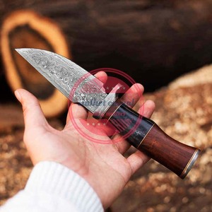 Couteau Bowie en acier damas à haute teneur en carbone manche en bois couteaux de camping de chasse de survie en plein air - Product Image 5