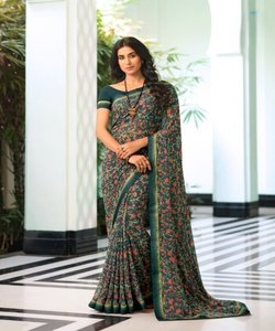 Saree en soie avec chemisier en georgette fantaisie pour mariage et fête Vêtements indiens de mariée élégants - Product Image 6