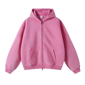 Wholesale High Quality Casual Cotton Mix Polyester Heavyweight Drop Shoulder Plus Size Men's Full <b>Zip</b> <b>up</b> Hoodie Custom Print - Product Image 3