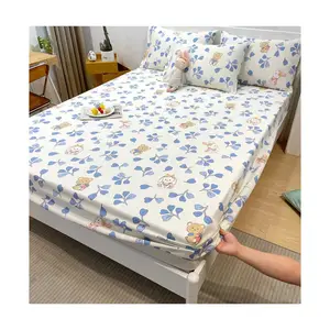 Fully Customized Customized Size & Print Floral Home Bedsheet Skin-friendly Bed Sheets 100% Pure Cotton Elastic Fitted Bed Sheet