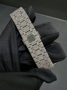 Reloj de Pulsera para Hombre de Acero Inoxidable Plateado con Diamantes de Moissanita, Estilo Antiguo, Mecánico, Deportivo, de Negocios, con Correa de Cristal Completamente Engastado - Product Image 5