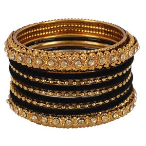 Boho Antique Bijoux Indiens Oxydés Tribal Crystal Velvet Bracelet Bangle Set (18pc) - Product Image 6