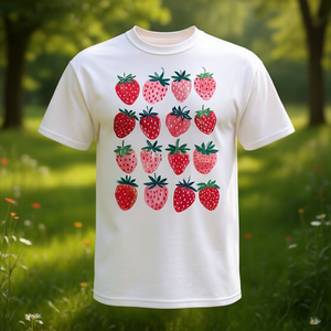 T-Shirt Retrò con Fragole Rosse Stile Cottagecore, Design con Bacche per Promozioni - Product Image 3