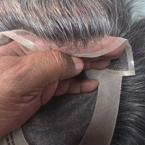 Taz Hair BD Fusion, Cabello Humano Remy con Trama Cosida a Mano, Peluca con Base de Encaje Frontal, Color Mixto 1B, Parches de Cabello Gris, Prótesis Capilar - Product Image 1