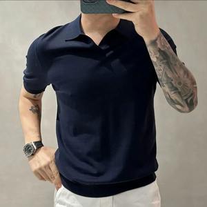 POLO para hombre, ropa informal, moda de alta calidad, sencillo, elegante, informal, novedad de verano, Polo fino sólido, solapa para hombre de retazos - Product Image 4