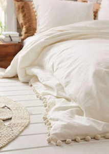 Handmade 100% Pure Cotton Tassels Bed <b>Cover</b> <b>Set</b> Luxury <b>Duvet</b> <b>Cover</b> with Throw Pillow for Wedding Hotel or Home Use - Product Image 4