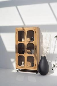 Vitrine moderne en bois de manguier massif verre trempé transparent haute qualité armoire de rangement premium pour usage domestique - Product Image 5