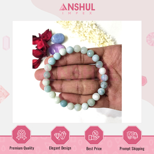 Bracelets en perles d'amazonite facettées, lisses et polies, de qualité supérieure, fabriqués à la main, extensibles, pour la méditation et l'aromathérapie - Product Image 2