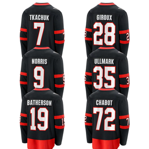 Maillots de hockey sur glace d'Ottawa 2024 avec logos imprimés par transfert thermique # 7 Tkachuk # 28 Giroux # 19 # 35 Ullmark Tenues de sport cousues - Product Image 1