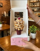 Boîte à gâteau pliable personnalisée avec logo Enten, boîte d'emballage pour gâteau de la Saint-Valentin, boîte d'emballage pour cupcakes en verre