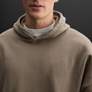 Fabricants de sweats à capuche personnalisés Sweatwear à épaules tombantes en coton épais pour hommes, double couche de tissage inversé, expédition DDP - Product Image 2