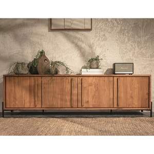 Meuble TV en noyer massif recyclé avec rangement pour salon, meuble multimédia de haute qualité, mobilier pour hôpital, 10 pièces - Product Image 1