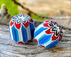 Perles de commerce Chevron Vintage à six couches perles de verre énormes et géantes pour la fabrication de bijoux en cristal et perles de chalumeau - Product Image 2