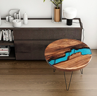 Plateau de table de luxe en résine et bois d'acacia de designer |   Plateau de table à manger haut de gamme fait main, surface polie, design moderne, pour retraite et Diwali