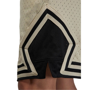 Shorts de basket-ball beiges pour hommes avec panneaux latéraux noirs, shorts de sport en maille respirante, logo personnalisé, vêtements d'entraînement de gym - Product Image 5