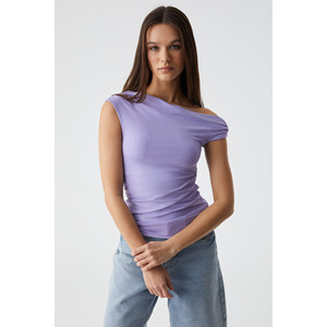 Chemisier asymétrique en jersey ajusté avec détail froncé pour femme GRIMELANGE STONEAK - Product Image 5