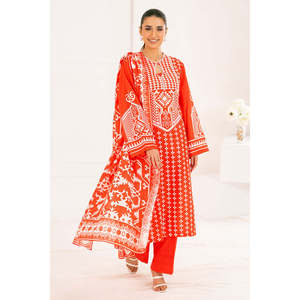 Conjunto de 3 piezas WNS-52028: Vestido pakistaní Salwar Kameez de algodón Khaddar estampado, sin arrugas, de corte holgado, para festivales, con Dupatta india. - Product Image 5