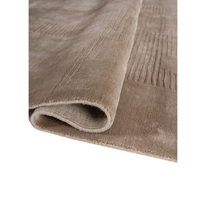 Alfombra Grande de Lana Tejida a Mano Tesoro en Beige y Marrón con Patrón Abstracto para Entrada, Dormitorio o Pasillo - Hwt-84 - Product Image 2