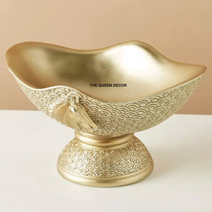 Bol de service en aluminium doré de style Art Déco, design feuille, pour fruits secs, usage domestique, hôtel, table, prix raisonnable - Product Image 6