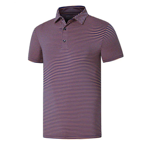 เสื้อโปโลลายทางสำหรับผู้ชายเสื้อกอล์ฟผ้าสแปนเด็กซ์โพลีเอสเตอร์ทรงเข้ารูปสีตามสั่ง - Product Image 3