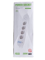 Multiprise de type allemand standard EU pour prises haute puissance 3/4/5 Prises d'extension Interrupteur de lumière avec 4 multiprises USB