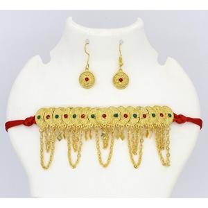 Martasha designer islamique ramadan spécial plaqué or EAU bijoux spécial dubai bijoux collier boucle d'oreille ensemble arabe bijoux - Product Image 1