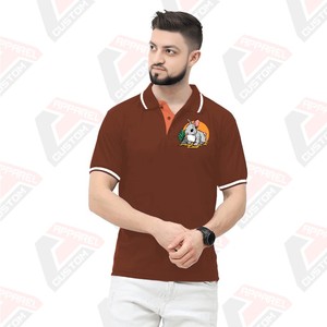Signature Homme Rayé pour Polo T-Shirt Respirant Élégant Écologique Denim Batik Velours Côtelé Tissus pour Été Chic Appliques - Product Image 1