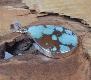 Azul turquesa 925 plata esterlina azul piedra preciosa hecho a mano diseñador colgante joyería fina colgantes y dijes para mujeres - Product Image 1