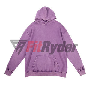 Sweat à capuche personnalisé surdimensionné lavé à l'acide tissu tricoté respirant à séchage rapide hiver Design Vintage Logo personnalisé 100% coton solide - Product Image 1