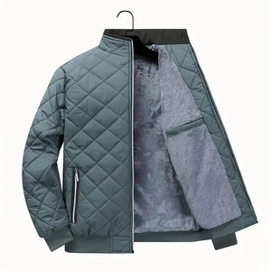 <b>Men's</b> Cozy Fleece-Lined Jacket - Casual Regular Fit with Zip Front & Baseball Collar for FallWinterQuilted Warm Jackets for <b>Men</b> - Product Image 1