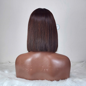 Perruque vietnamienne en dentelle HD transparente brune, 100% cheveux humains vierges, sans colle, dentelle double trame, haute densité, soyeuse, couleur os - Product Image 2