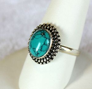 Anillo de plata de primera ley con gema turquesa para mujer, sortija, plata esterlina 925, fiesta, personalizado, venta al por mayor - Product Image 3