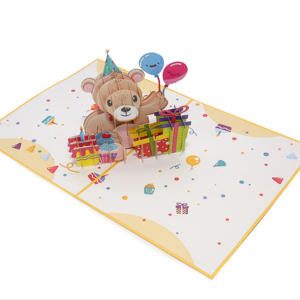 Artisanat 3D Pop-up Anniversaire Carte D'invitation Ours avec Ballon Conception Belle Artisanat Style Papier Cadeau pour Mariage - Product Image 1