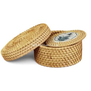 Juego de Posavasos Decorativos Bohemios de Ratán con Bandeja Tejida Natural de Vietnam para Café, Té y Decoración Diaria de la Mesa del Hogar - Product Image 2