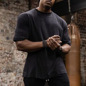 เสื้อยืดผ้าฝ้าย100% สำหรับผู้ชายแนวสตรีทเสื้อยืดโอเวอร์ไซส์พิมพ์ลายน้ำหนักมาก - Product Image 5