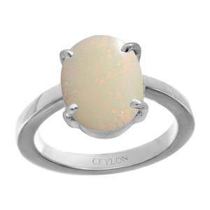 Anillo de Plata con Ópalo Australiano, Piedra de Ópalo Blanco, Sustituto de Diamante, Joyería Fina de Etiopía - Product Image 1