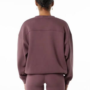 Venta caliente de algodón personalizado pulóver de lujo Streetwear de gran tamaño bordado en relieve sudaderas con capucha de las mujeres Sudadera de cuello redondo - Product Image 5