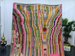 Thảm Boujaad sọc kiểu Morocco, thảm len thủ công, thảm Berber, màu hồng và xanh tuyệt đẹp, thảm dệt tay ấm cúng, phong cách Boho - Product Image 4