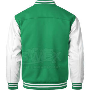 แจ็กเก็ตเลตเตอร์แมนแขนหนังคอตั้งสำหรับผู้ชายแจ็กเก็ตฤดูหนาวทรงตัวอักษรแขนหนังออกแบบได้ตามต้องการ - Product Image 3