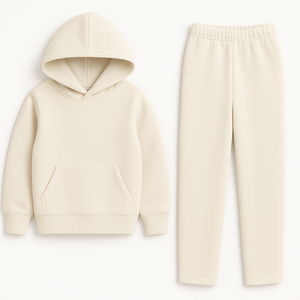 Conjunto de pantalones de chándal y Sudadera con capucha de algodón pesado para niños, chándal con bordado estampado de diseño personalizado liso OEM para niñas y niños, conjunto de Sudadera con capucha - Product Image 1