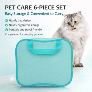 ชุดอุปกรณ์กรูมมิ่งสัตว์เลี้ยงแบบพกพาเป็นมิตรกับสิ่งแวดล้อม สำหรับแมวและสุนัข พร้อมแปรงตัดเล็บ หวีกำจัดขนหลุดร่วง และกระเป๋าเก็บอุปกรณ์มืออาชีพ - Product Image 1