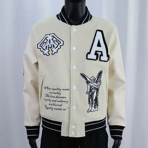 แจ็คเก็ตวาร์ซิตี้ผู้ชาย แฟชั่นสุดฮิต สไตล์เท่ห์  ตกแต่งด้วยแพทช์  ผ้าขนสัตว์  สำหรับฤดูหนาว  สไตล์สตรีทแวร์  ปักด้วยไหมเชนิลล์ - Product Image 1