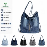 Sac à dos fourre-tout en jean pour femme, sac à bandoulière convertible, sac à main hobo décontracté, sac convertible 3-en-1, personnalisation OEM ODM, vente en gros