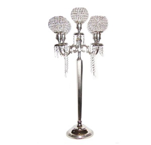 Candélabres perlés en cristal Candélabres de table de mariage en aluminium nickelé Candélabres faits à la main pour la décoration d'éclairage de Noël - Product Image 6